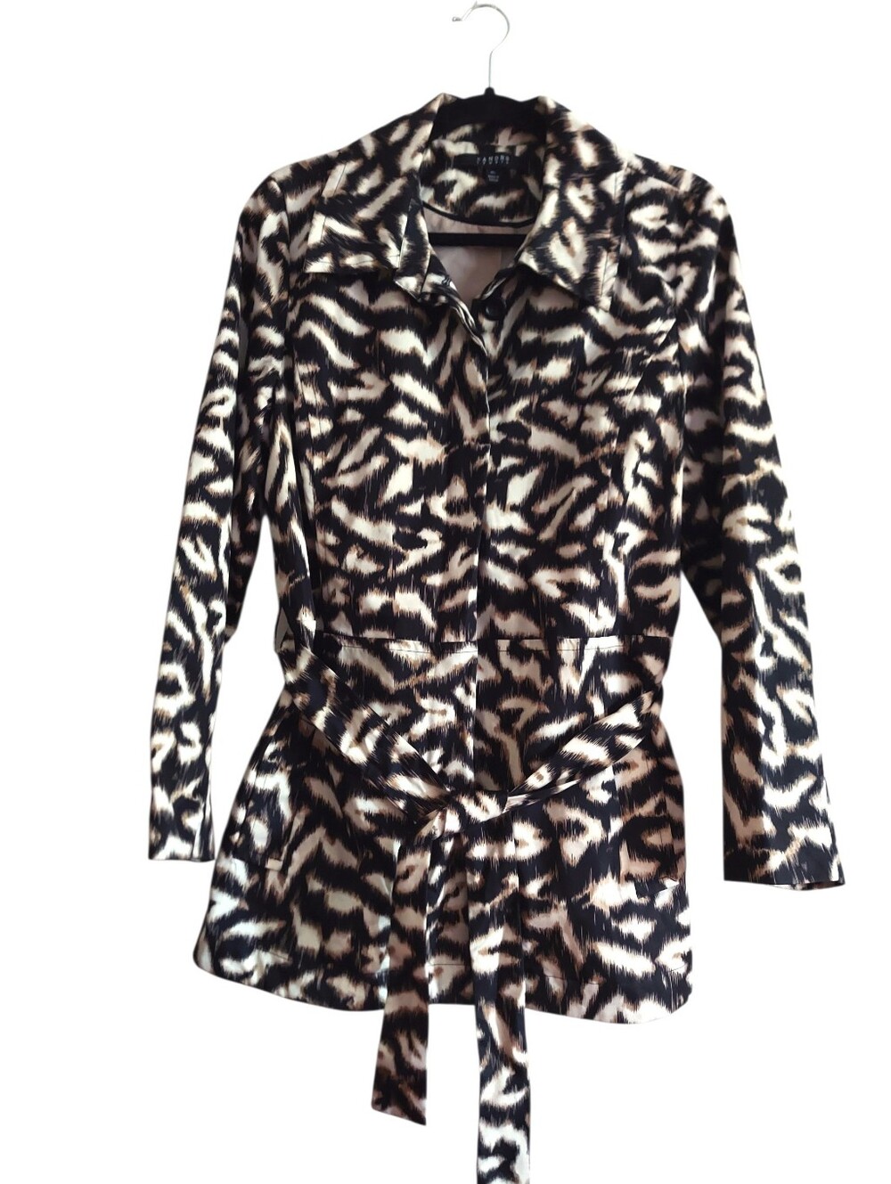 Sandro Animal Print Short Trench Coat